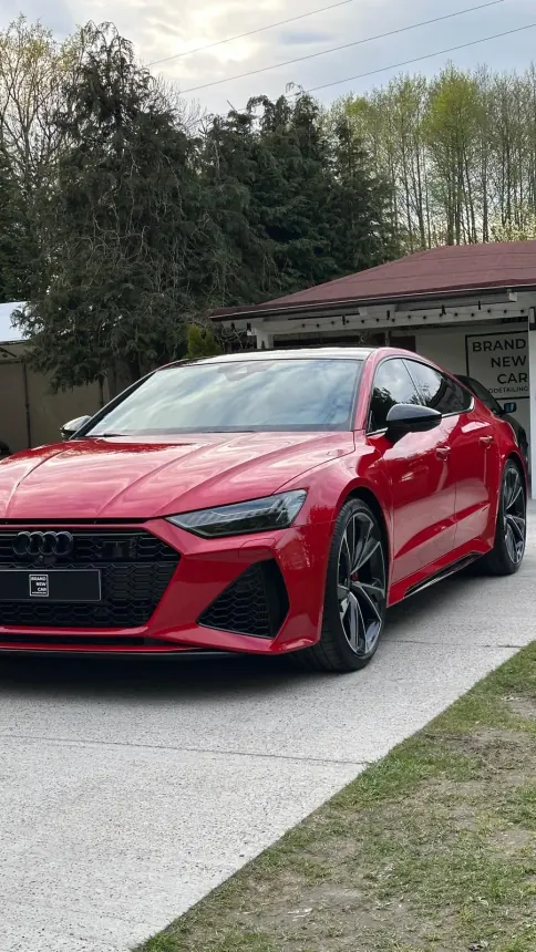 Red Audi outside the Brand New Car studio