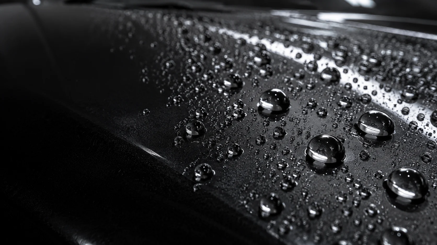 Water forming round beads on a ceramic coating